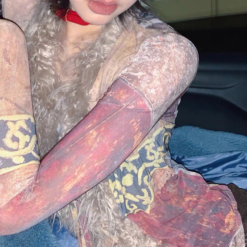 Karrram-camisa con borlas Grunge Y2k, Tops de malla estética, blusas japonesas Harajuku, Camisa de algodón con estampado Irregular Vintage de los años 2000