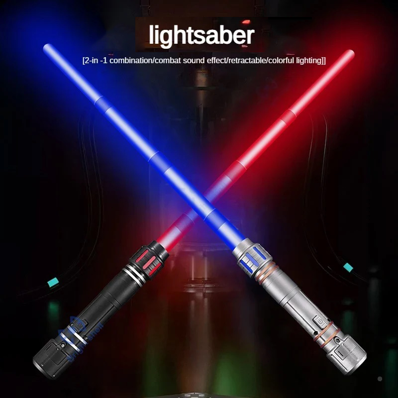 Miecz świetlny 80cm RGB laserowy miecz zabawki świetlna szabla 7 zmiana kolorów dzieci teleskopowa siła FX FOC Blaster zabawki Jedi miecz chłopięcy prezent