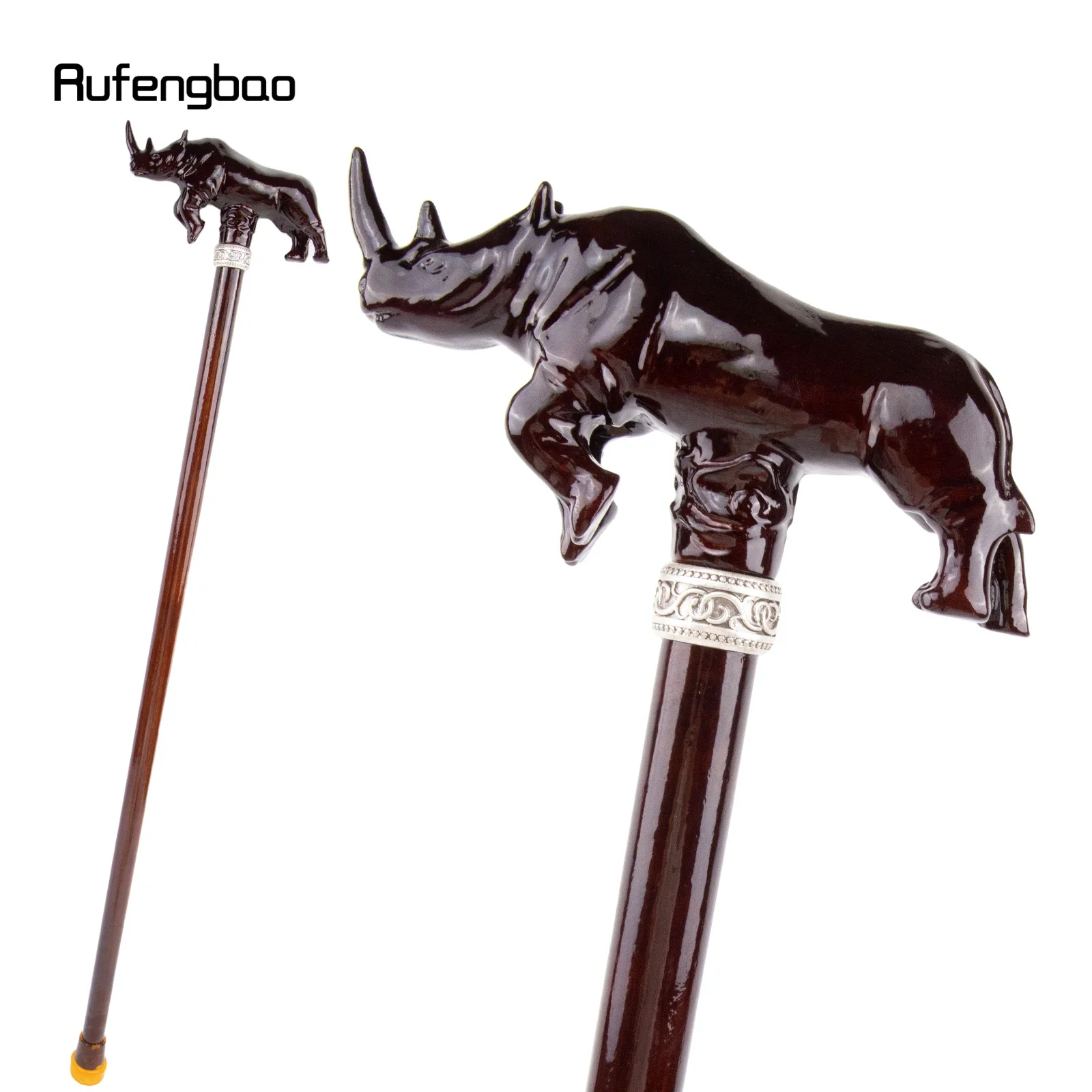 Bastón decorativo de madera para Halloween, rinoceronte marrón, articulación única, bastón de cosplay, muleta, varita, Crosier, 101cm