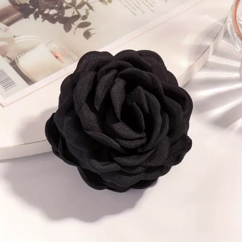 Grampo de cabelo tridimensional de alta qualidade com flor rosa estilo férias à beira-mar para mulheres
