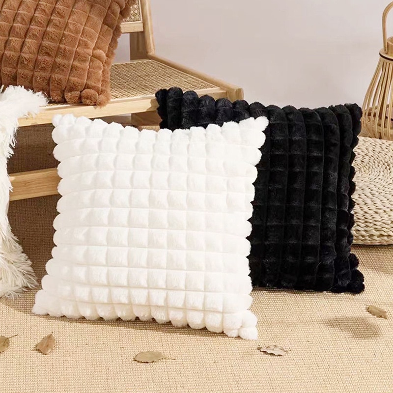1PCS Nachahmung Kaninchen Plüsch Werfen Kissen Fall Wohnzimmer Sofa ThrowPillow Kissen Büro Einfarbig Taille Kissen Schlafzimmer