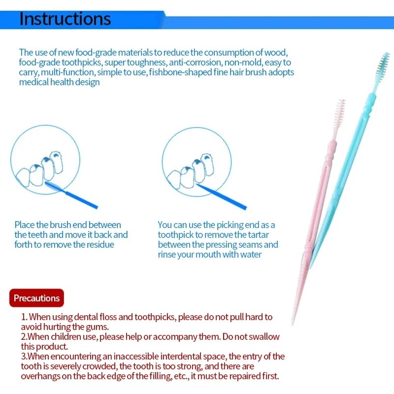 【핫 세일】일회용 양두 치실 200개 이쑤시개, 치실, 이쑤시개 치과 청소 및 관리 용품