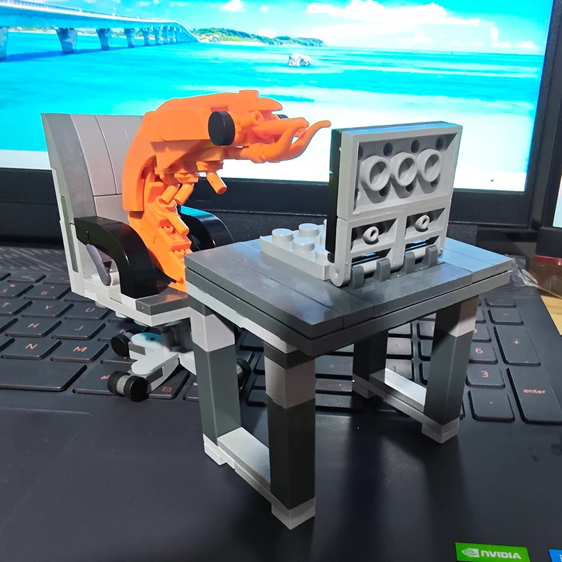 MOC Building block shrimp model figurines, puzzle assembly, boys and girls randomly mixing, Internet celebrity creative parodies