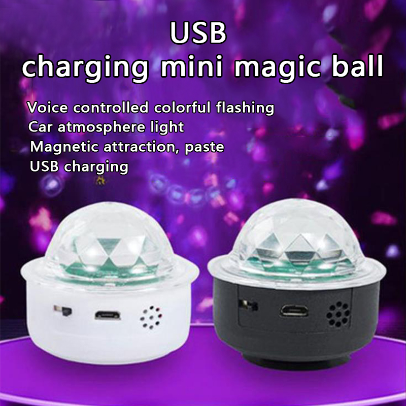 Proyector de luz LED de rotación automática de 6W, lámpara láser, bombilla con Control por voz, bola de cristal, fiesta de Navidad, DJ, discoteca, lámpara de escenario para coche