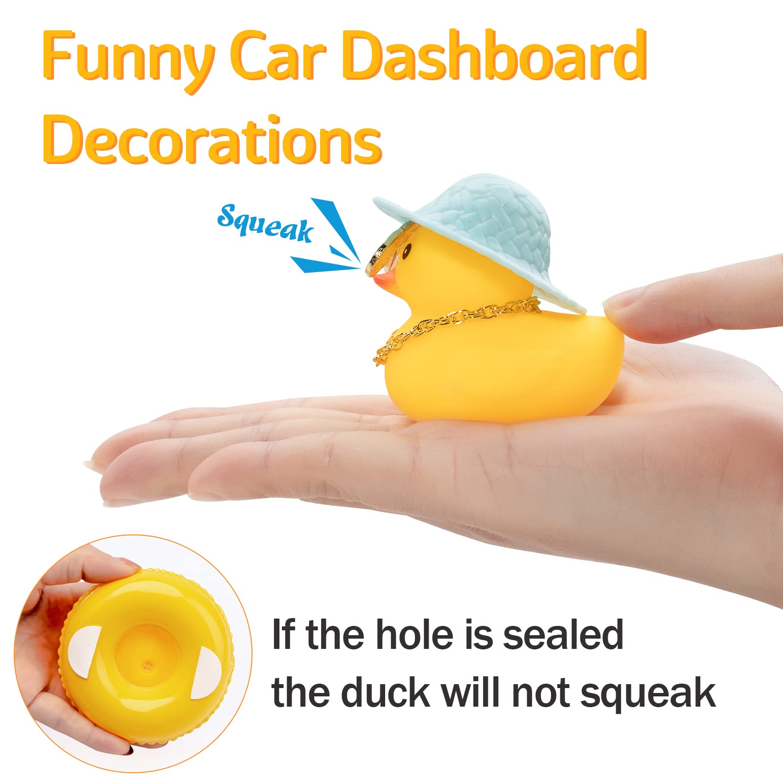 Car Duck Ornament Dashboard Decorations Rubber Duck Car for Car Dashboard Accessories with Swim Ring Jeep Duking