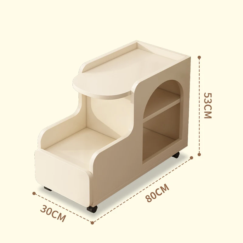 Cream Style Mobile Side Cabinet Small Rolling Decorative Accent Piece Lightweight Table Room Desks Coffee Tabla Madera Furniture