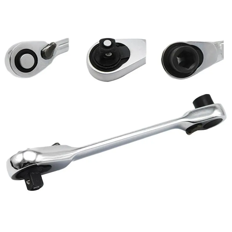 1/4 inch 2 In 1 Dual Head Quick Socket Portable Wrench Rob 72 Teeth Mini Hex Bit Double Ended Screwdriver Spanner Tool