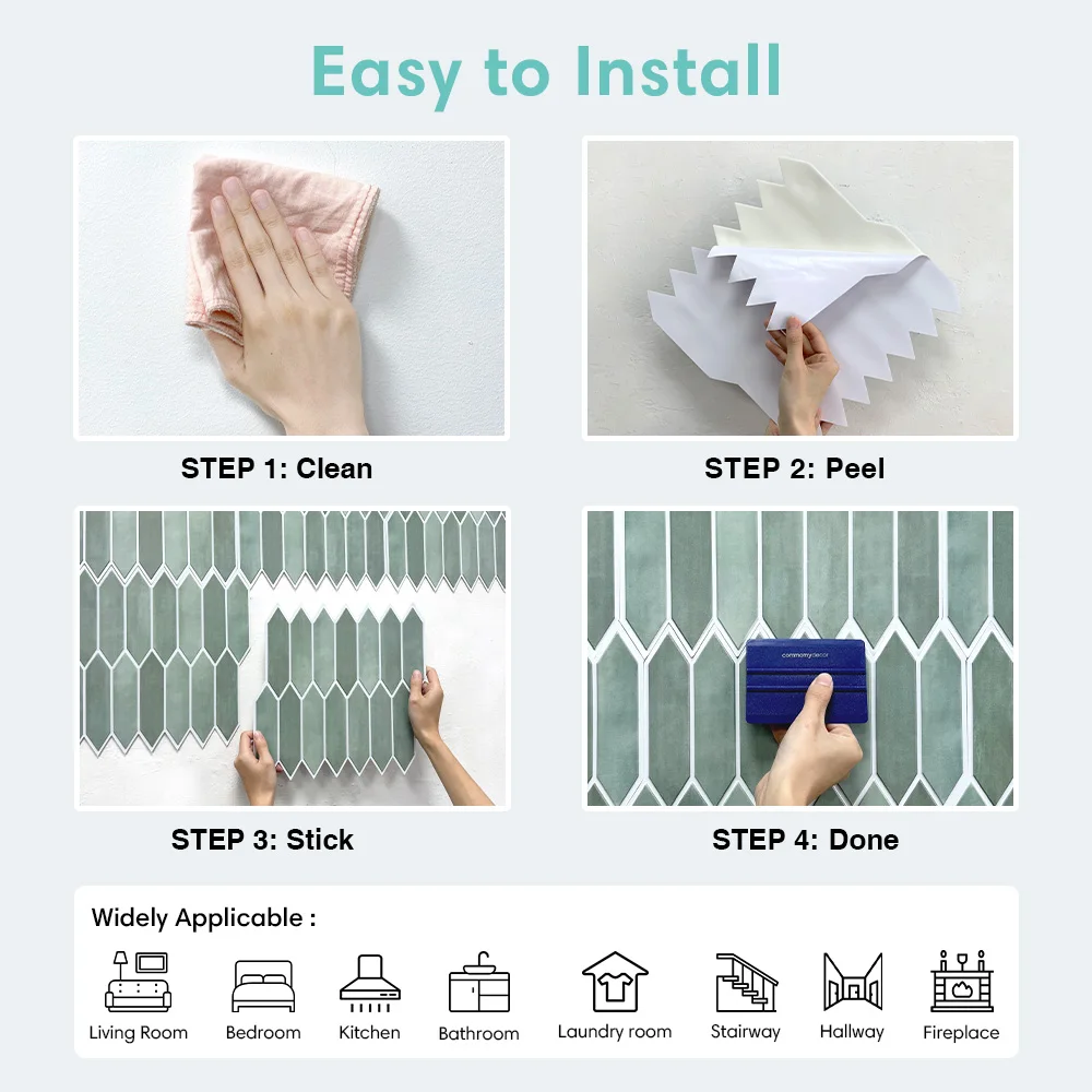 1/10pcs 3D สติกเกอร์กระเบื้อง,Self-กาว 3D สีเขียวกระเบื้อง Backsplash สําหรับห้องครัวและห้องน้ํา, แม่พิมพ์กันน้ํา,30x30 ซม.