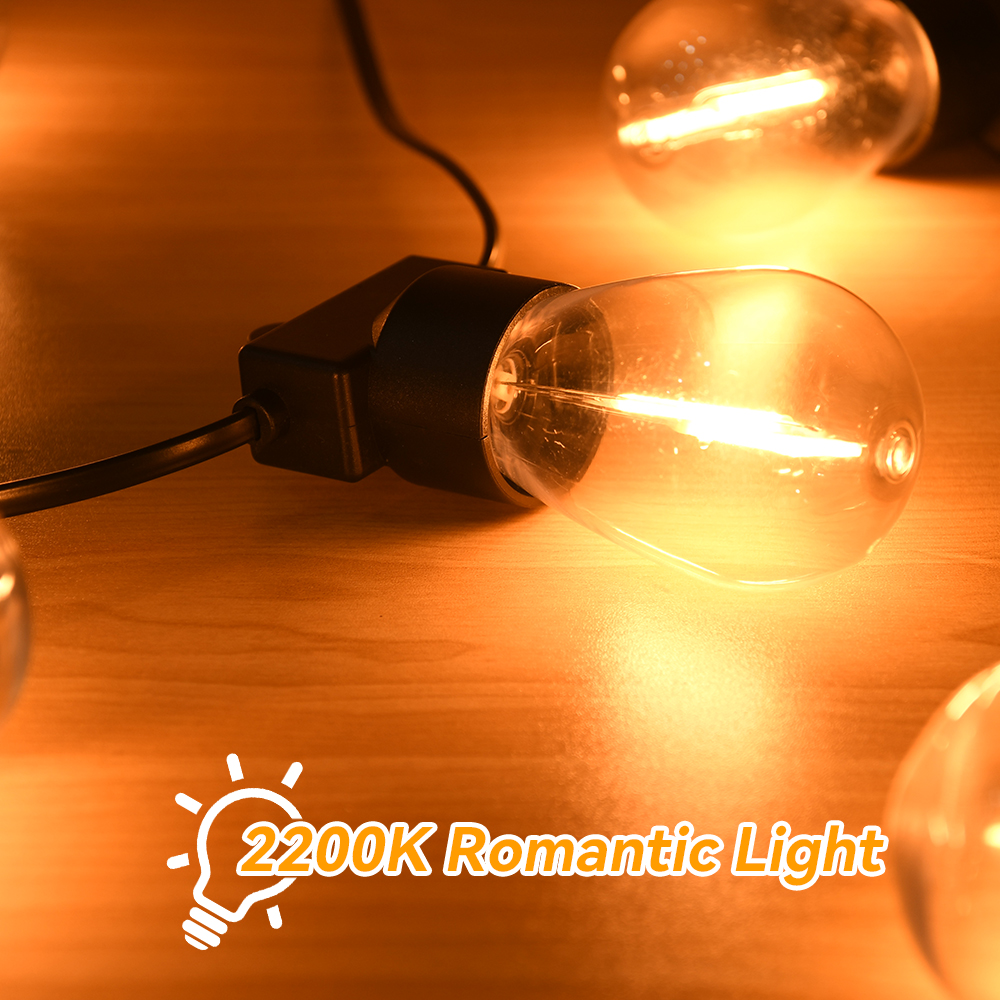 15M S14 LED Outdoor Tuinlamp String Sprookje Kerst Home Decor Cafe Bruiloft Straatverlichting Festoen