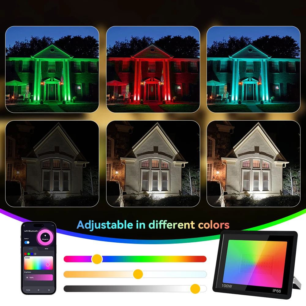 RGB Flutlicht TUYA Smart Control Flutlicht RGBCW IP65 Outdoor Licht 50W 100W Mehrfarbige Strahler WIFI Verbinden Für garten Bac