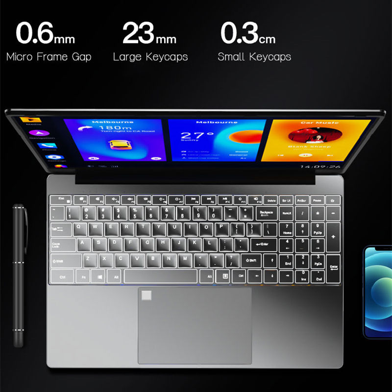 Computadora portátil cresander 15,6 pulgadas 16g Ram Intel n5095 Windows 11 computadora portátil ultradelgada retroiluminación teclado huella dactilar desbloquear computadora portátil