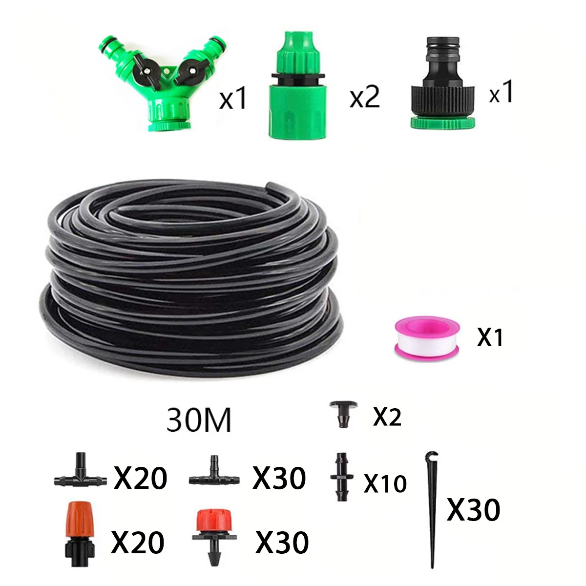 30 เมตร DIY พืชสวนหยดระบบชลประทานชุดรดน้ําอัตโนมัติดอกไม้ Waterer พืชสีเขียวปรับชลประทานชุด