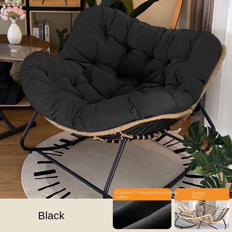 Sedia a dondolo in rattan intrecciato Realife, comoda borsa morbida per sedersi o sdraiata, sedia a dondolo pigra, balcone, uso domestico, ferro battuto
