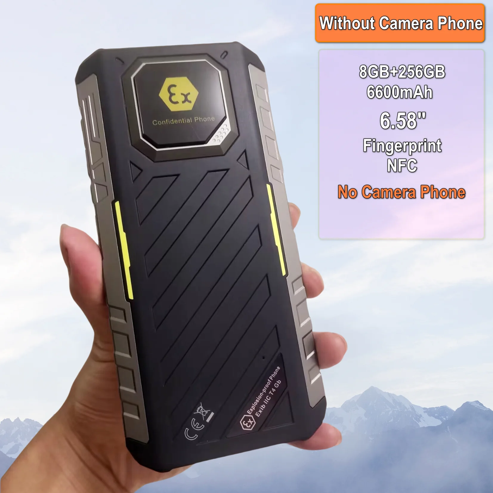 without camera Phone waterproof IP68 Rungee  zelloAndroid 14,8GB RAM +256GB ROM, 6.58" ,6600mAh,NFC ,No Camera  Zello PTT Phone