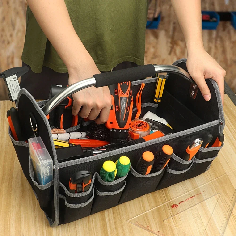 Thickened Canvas Electrician's Tool Bag - Multifunctional and Portable for Woodworkers Handbag Open Top Large Storage Toolbag