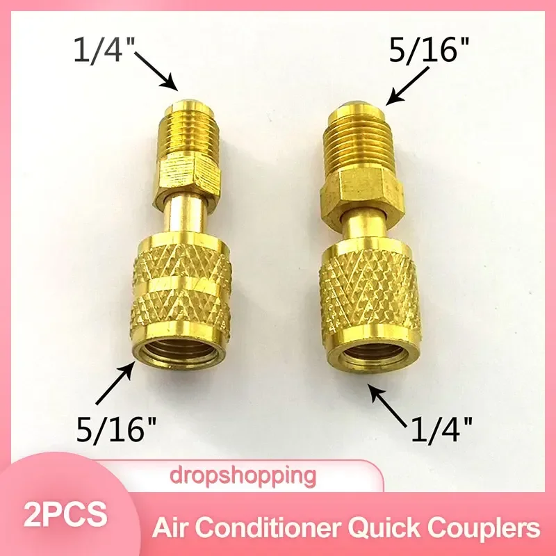 R410a เครื่องทําความเย็นชาร์จอะแดปเตอร์ 5/16 SAE F Quick Couplers ถึง 1/4 SAE M Flare 5/16 SAE M ถึง 1/4 SAE สําหรับเครื่องปรับอากาศ