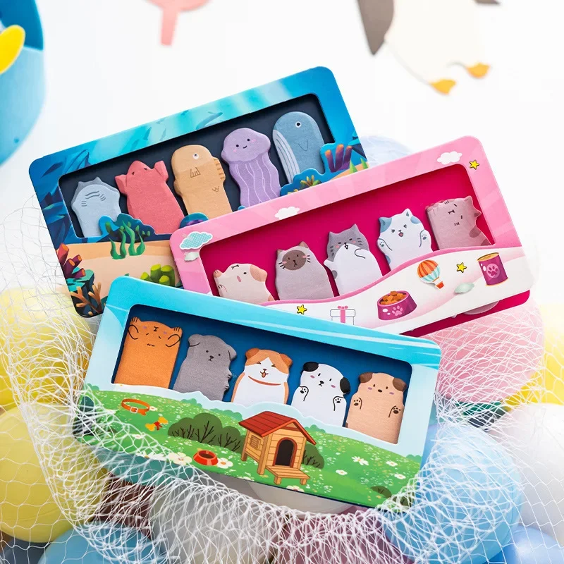 150sheets Kawaii Cartoon Animals Sticky Notes Memo Pad Bookmark Flags Index Tab Sticky Notes Label Paper Stickers Stationery