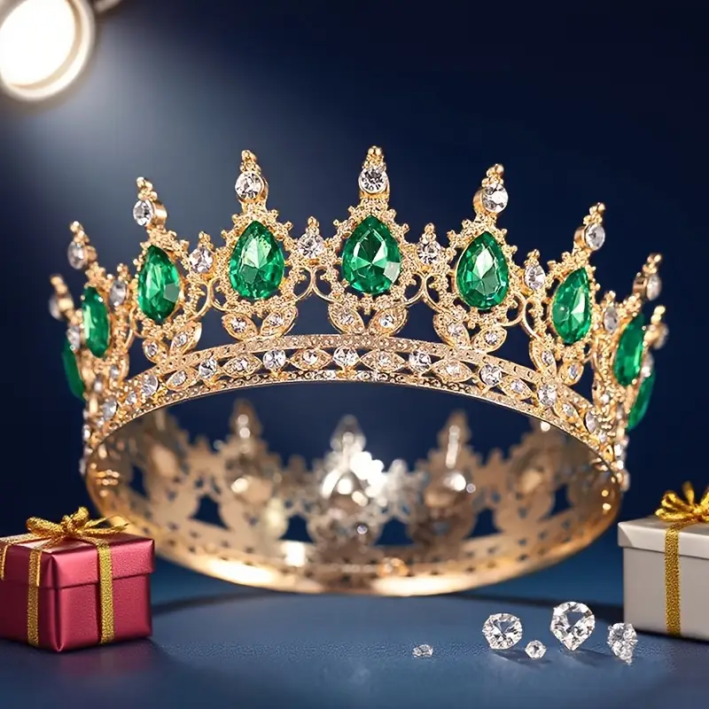 Couronne baroque de luxe en strass, ronde et élégante, accessoire de mariage, robe de soirée, couvre-chef
