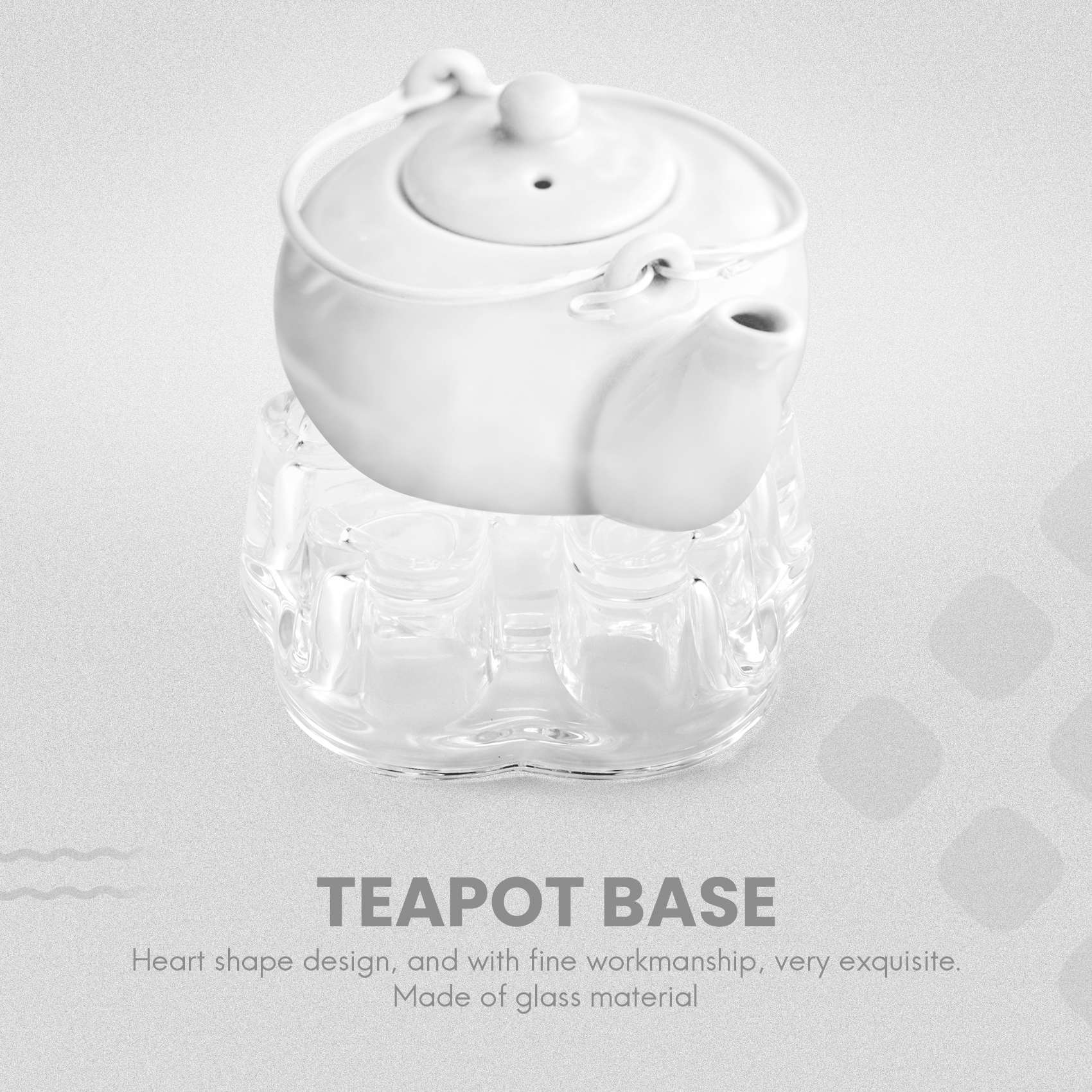 Clear Glass Heat-Resisting Heart Shape Teapot' Warmer Heater Base Candle Holder