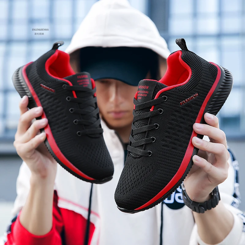 Homens correndo andando sapatos de malha moda tênis casuais respirável esporte atlético ginásio leve tênis casuais