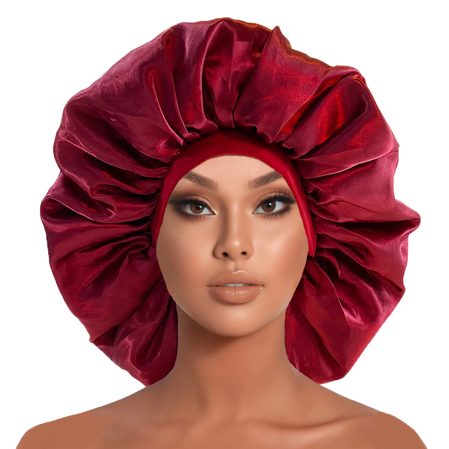 Nuevas mujeres de gran tamaño de pelo sedoso suave elegante capó de satén de Color sólido gorro de noche para dormir sombreros de baño de ducha elásticos