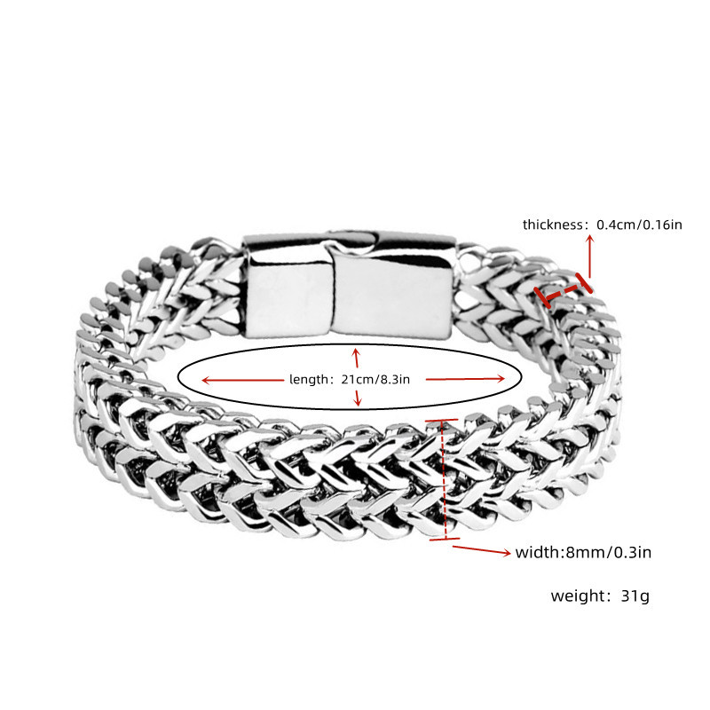 Bracelet tressé en acier inoxydable, Double rangée, écailles de poisson avant et arrière, boucle magnétique en alliage avec quille, bijoux, nouveau modèle