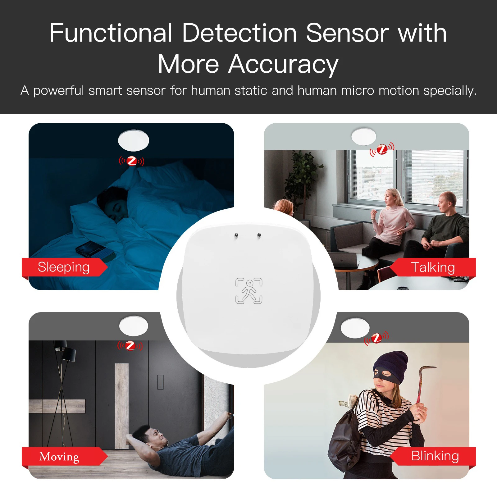 Detector de presencia humana Zigbee Smart Life 5,8G/24G Tuya Wifi MmWave Radar Pir Montion Sensor con detección de luminancia