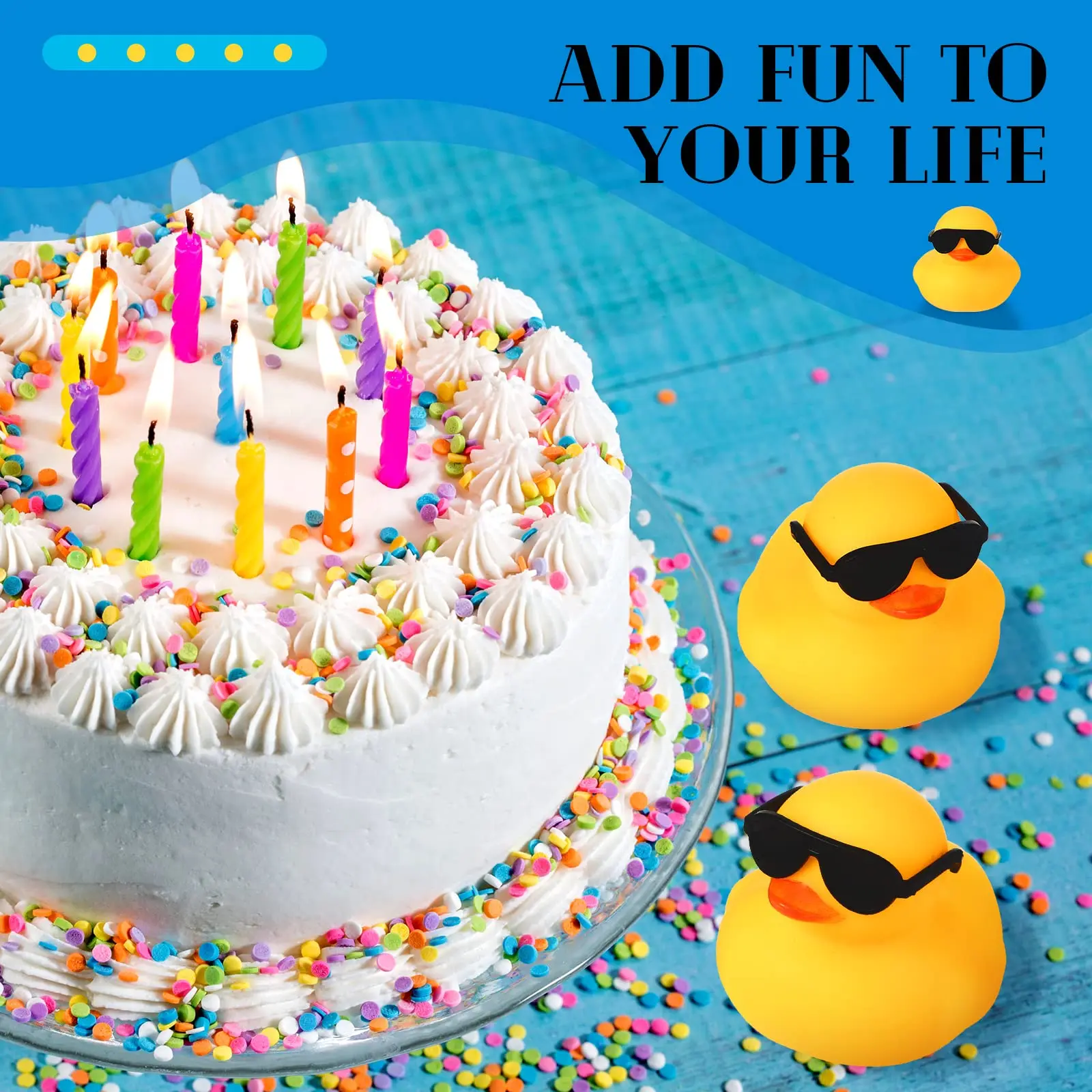 6/12/24P/48CS  Mini Rubber Ducks Duck Toys Mix Color Squeak and Float Ducks Toy for  Kids Party Birthday Supplies Rubber Duck