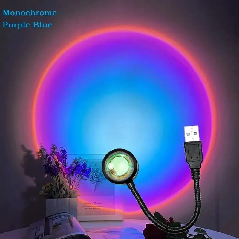 USB oświetlenie zachodu słońca LED tęczowa neonowa lampka nocna telefon komórkowy oświetlenie do selfie nastrojowe oświetlenie ścienne do dekoracji sypialni