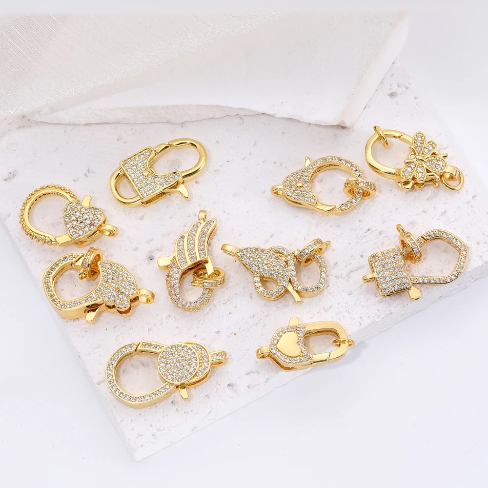 Juya 18K ทองแท้อุปกรณ์เสริม DIY เย็บปักถักร้อยลูกปัดไข่มุกเครื่องประดับทํา Fastener ปิดกุ้งก้ามกรามล็อค Clasps อุปกรณ์