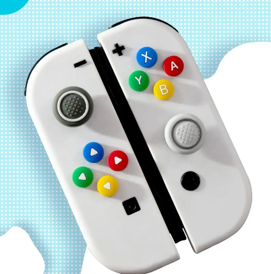 New Design Silicone Soft D-pad Cross Button ABXY Key Sticker Skin Case For Switch Oled NS Joy-con Thumb Stick Grip Cap Cover