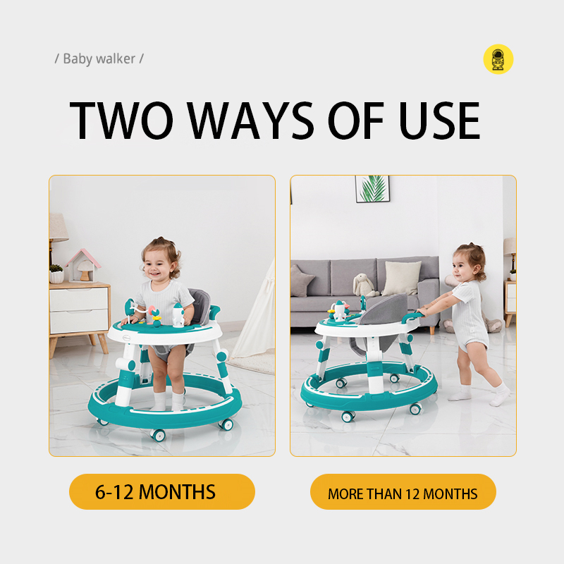 Trotteur multifonction pliable et réglable pour bébé, chariot d'apprentissage pour nouveau-né avec musique avec roulettes et sièges