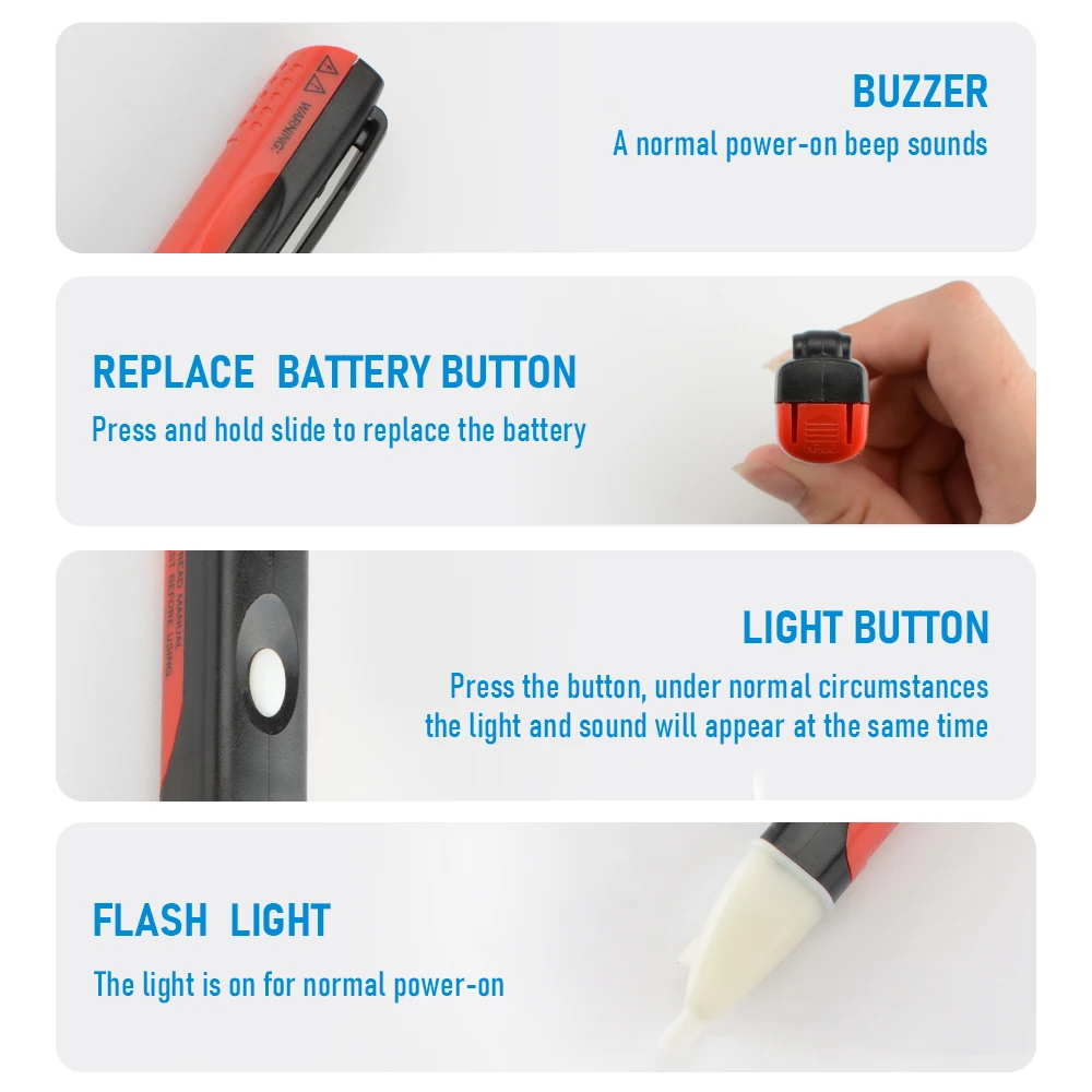 Voltage Detection Pen Electric Indicator Sensor Socket Wall Non-contact Ac Voltage Detector Power Outlet Instrument 90-1000v