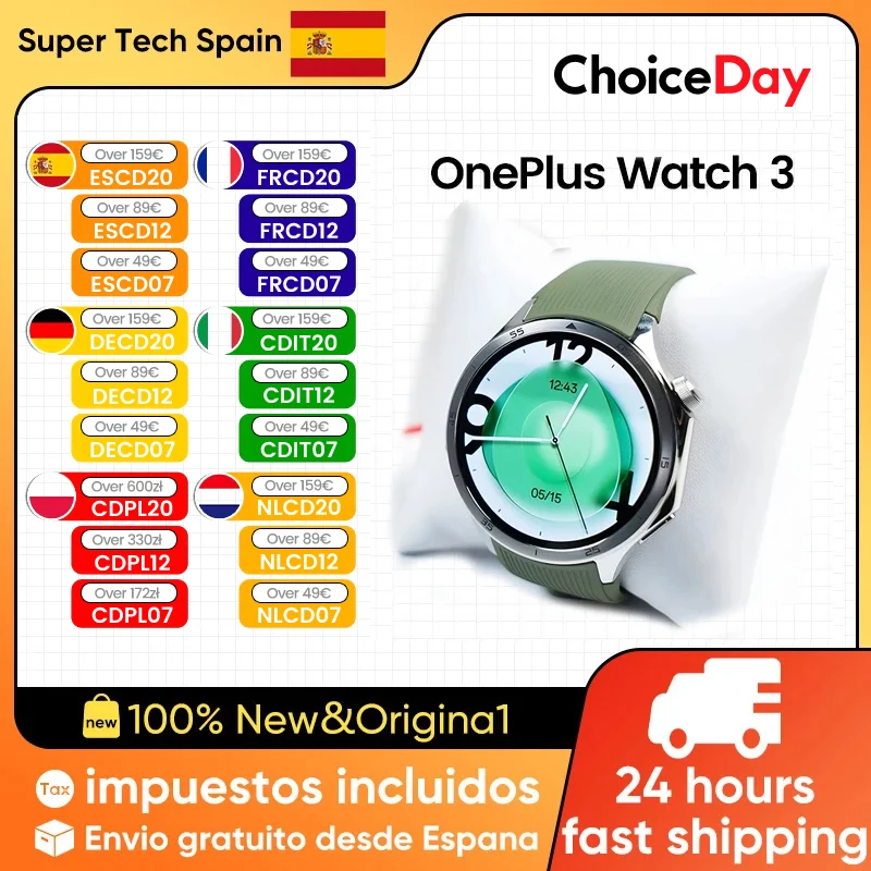 Globalna wersja OnePlus Watch 3 Smart Watch 1,50-calowy wyświetlacz LTPO AMOLED Procesor Snapdragon W5 Podwójna częstotliwość GPS Wear OS