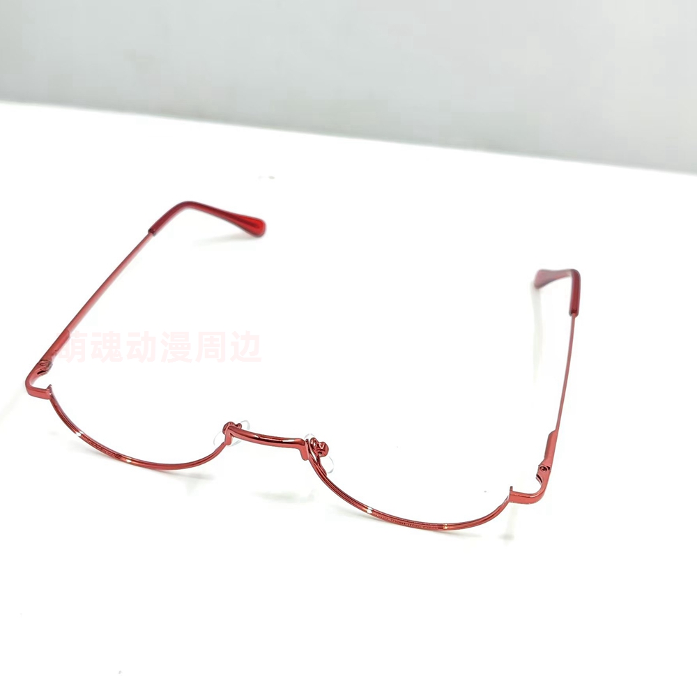 Красные овальные очки в полуоправе, очки для косплея для девочки