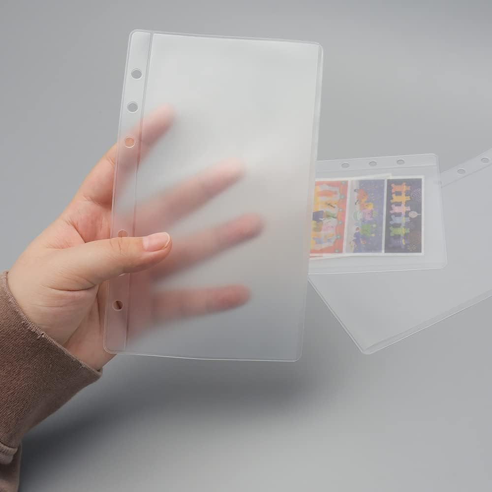 12pcs Frosted Binder กระเป๋า Mini A7 A6 A5 Zipless Budget ซองจดหมาย Binder กระเป๋าด้านข้างเปิดหลวม Leaf Protector แฟ้ม Organizer