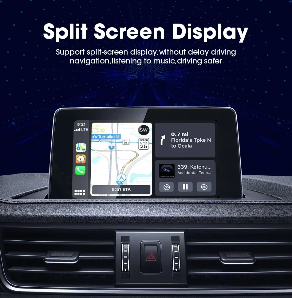 Lelv Wired to Wireless CarPlay RGB BOX Adapter for OEM Car Radio With USB / Type-C Plug and Play Smart Link Phone CarPlay Cars