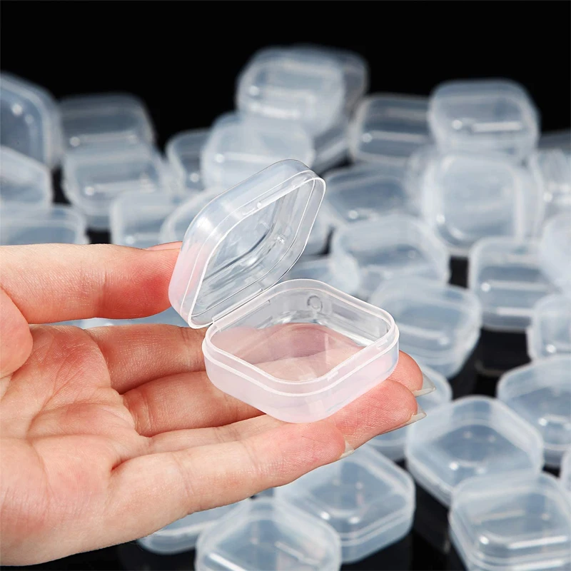 Storage Box Transparent Square Plastic Boxes Earrings Jewelry Packaging Storage Small Square Box DIY Jewelry Organizer