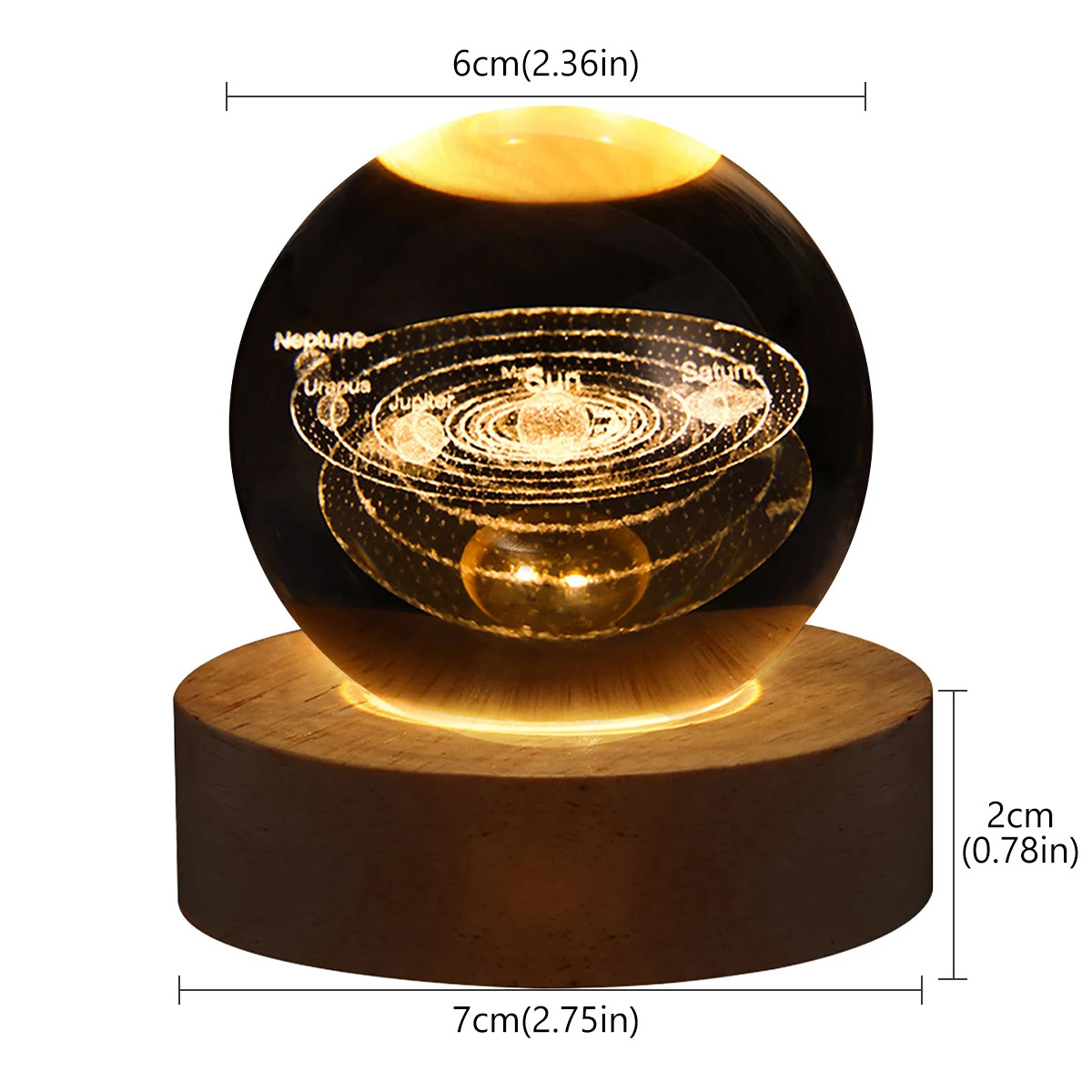 3D Crystal Lights Lamp RGB Glowing Planetary Galaxy Night Light Crystal Ball Night Lights Bedside Home Decor Christmas Gift