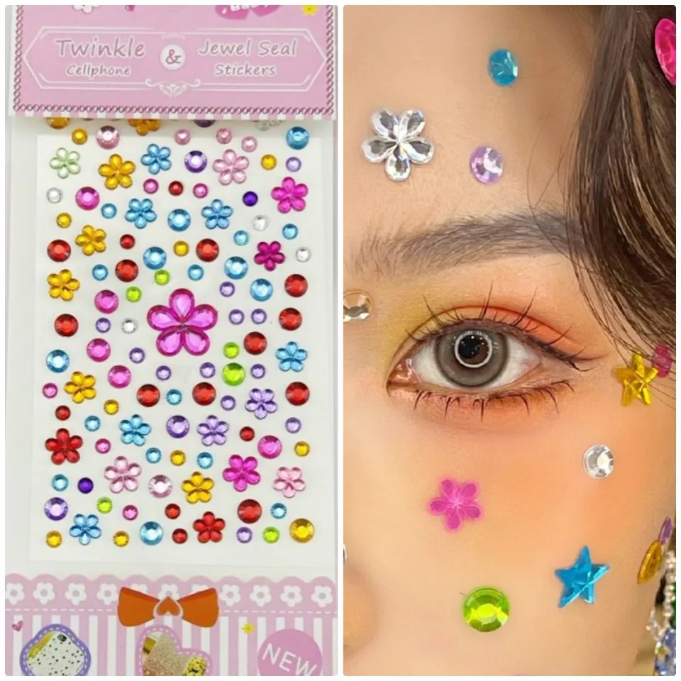 Glitter Face สติกเกอร์เด็ก Rhinestones สําหรับตา Face เพชร Bright สติกเกอร์เทศกาลแต่งหน้าอัญมณีสติกเกอร์ ZS006