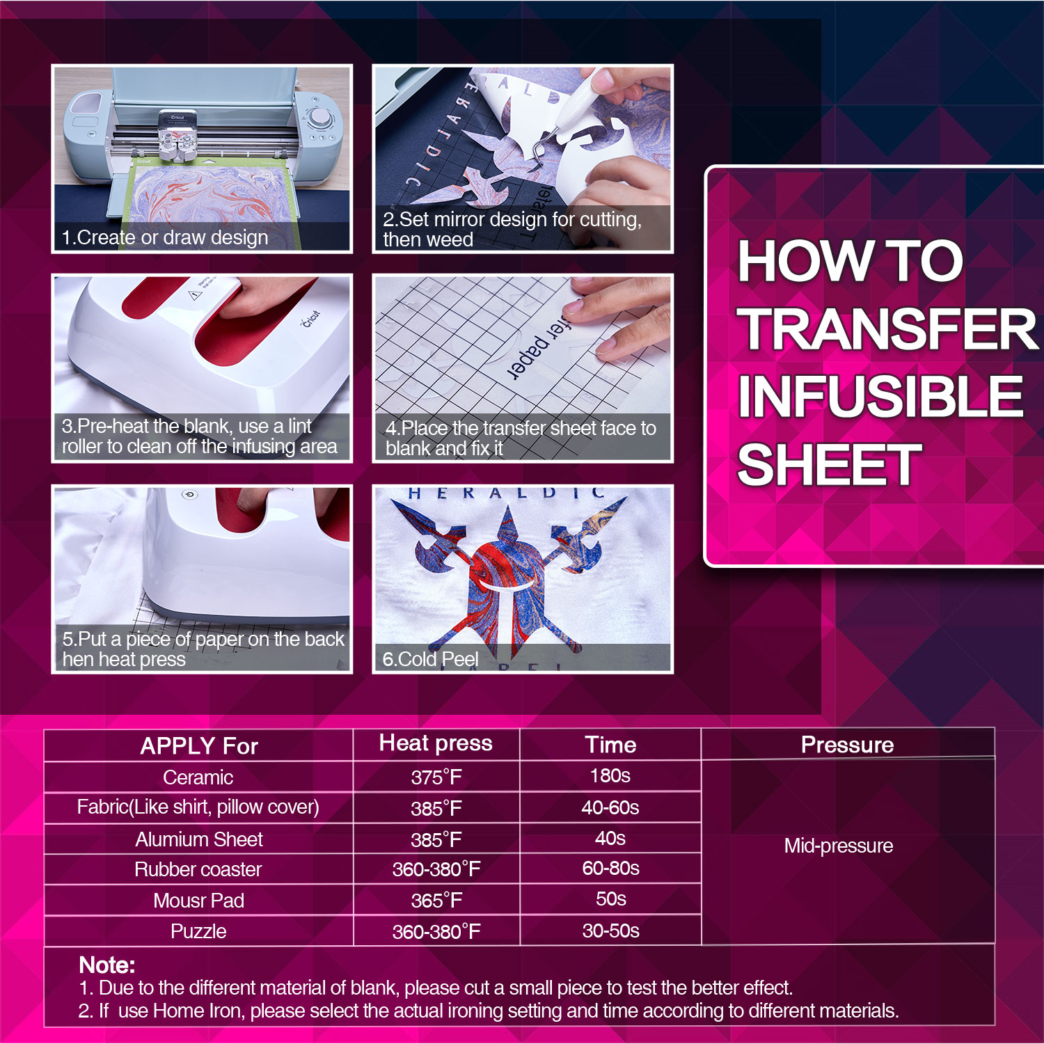 WOWOCUT Gradient Pattern Transfer Ink Sheet 30.5x30.5cm Colorful Transfer Paper Sublimation Sheet for Mug Press T-Shirts DIY