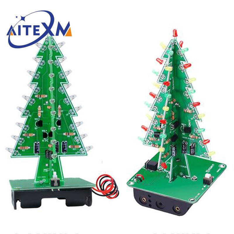 Three-Dimensional 3D Christmas Tree LED DIY Kit Red/Green/Yellow LED Flash Circuit Kit Electronic Fun Suite YANXD