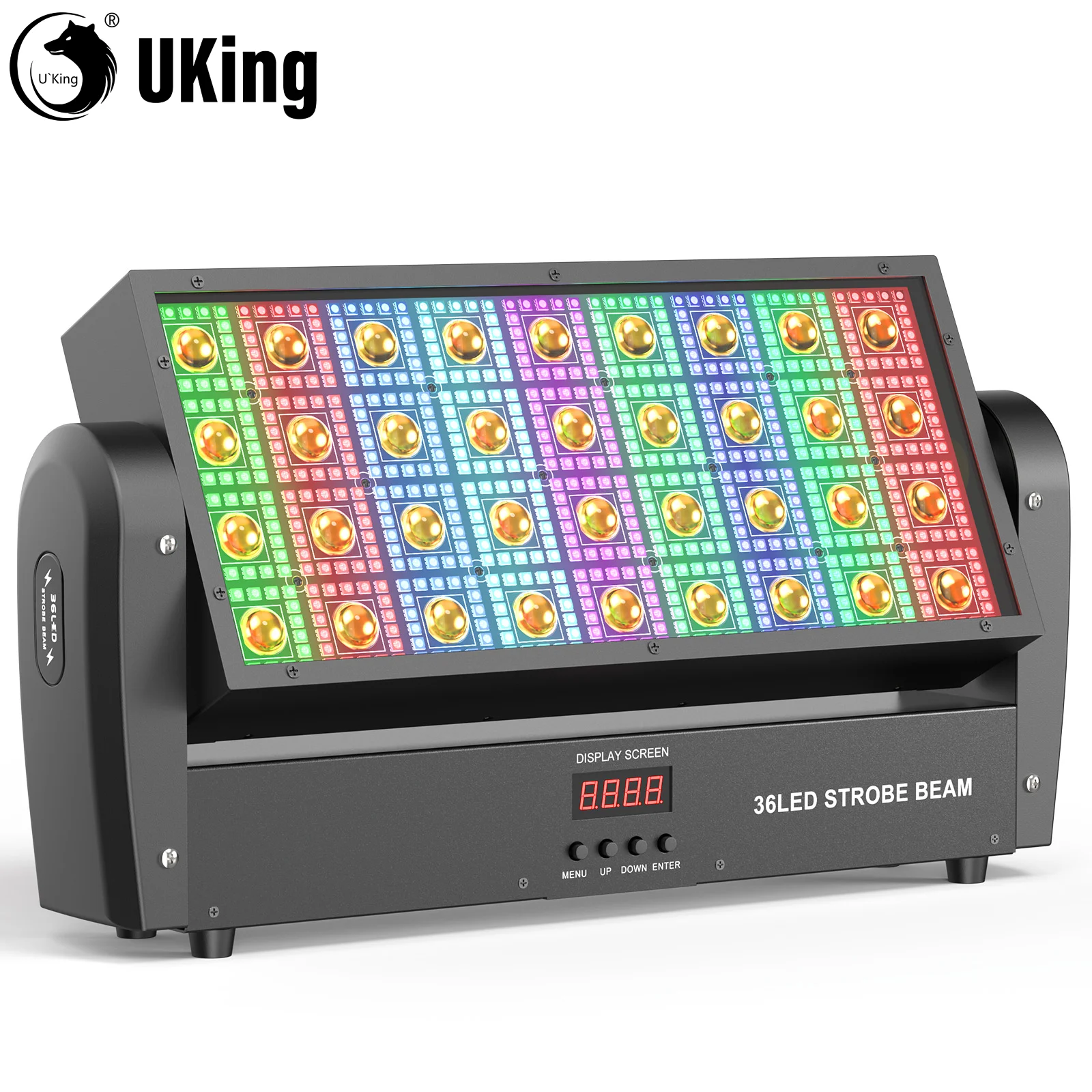 U`King Swinging Square Beam Strobe Bühnenlichter mit 36 Warmweißes Licht und 648 Stück 5050RGB Vorhang-Effektbeleuchtung für Party