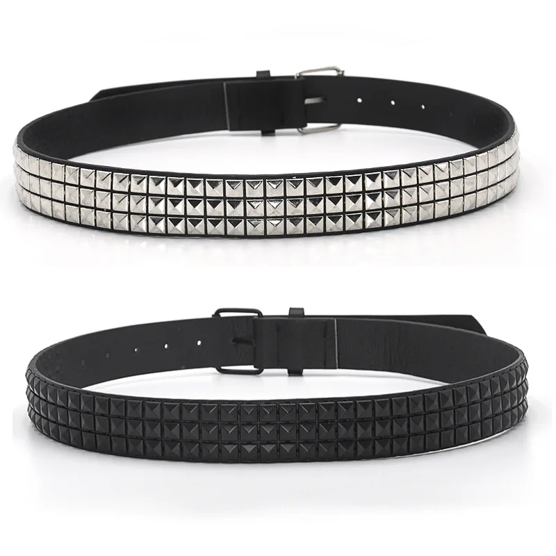 Mode klinknagel riem heren dames riem met studs punk rock met pingesp drop shipping zwart