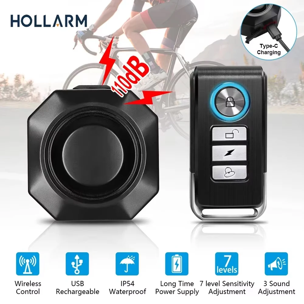 Draadloos fiets trilalarm USB opladen fietsalarm anti-diefstal inbreker motorfiets beveiliging afstandsbediening detectorsysteem