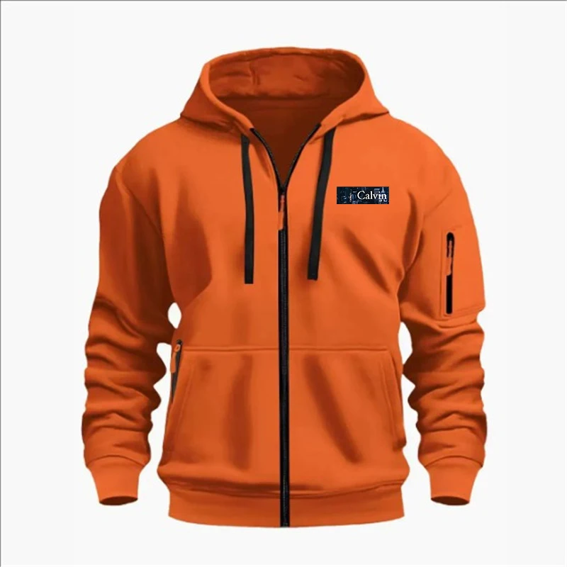Sudaderas para hombre con bolsillos con cremallera, medio chándal fino de Color sólido, chándal informal con capucha para exteriores, chaqueta de manga larga, abrigos