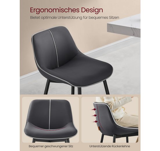 VASAGLE Barhocker (Set, 2 St), ergonomische Rückenlehne, Kunstleder