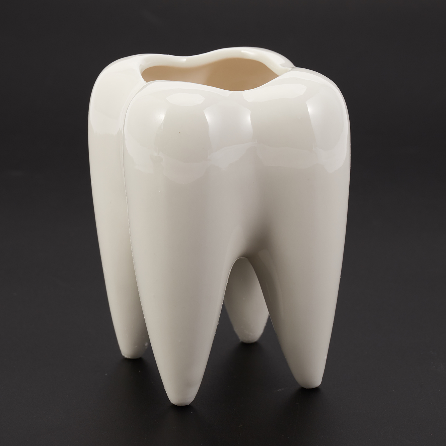 Tooth Shape White Ceramic Flower Pot Modern Design Planter Teeth Model Mini Desktop Pot Gift(without plants)