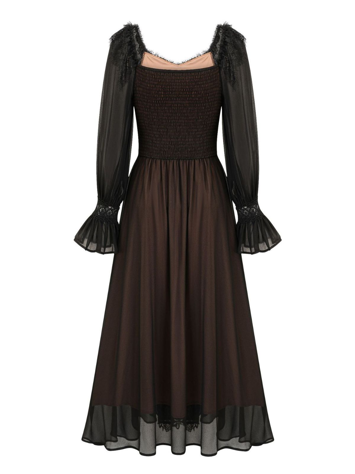 Vestido Formal de manga larga con cuello en V de encaje para mujer, vestidos de fiesta