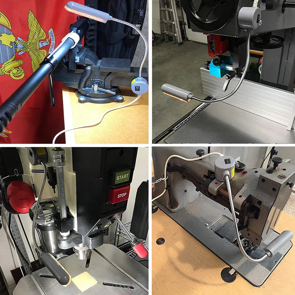 10/20/30 LEDs จักรเย็บผ้าฐานแม่เหล็กทํางาน Gooseneck LED โคมไฟอุตสาหกรรมสําหรับเครื่องกลึงเจาะ Presses Workbenches